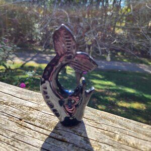 Vintage MCM Art Glass Swordfish Figurine 4" Tall Handcrafted Amethyst  With Eleg